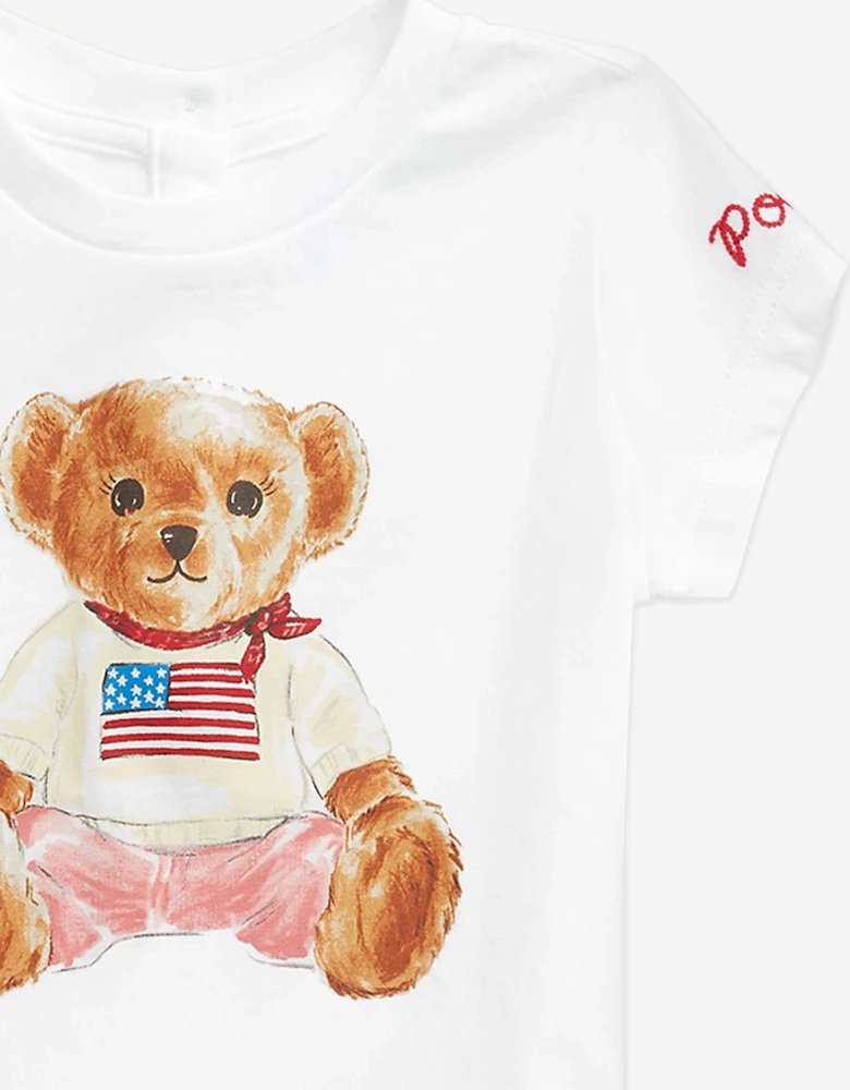 Baby Girls Bear T-Shirt in White
