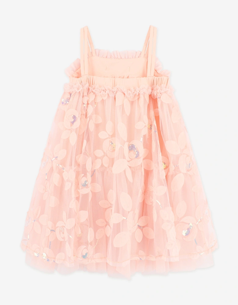 Angels Face Girls Lydia Embroidered 3D Bud Strappy Dress in Pink