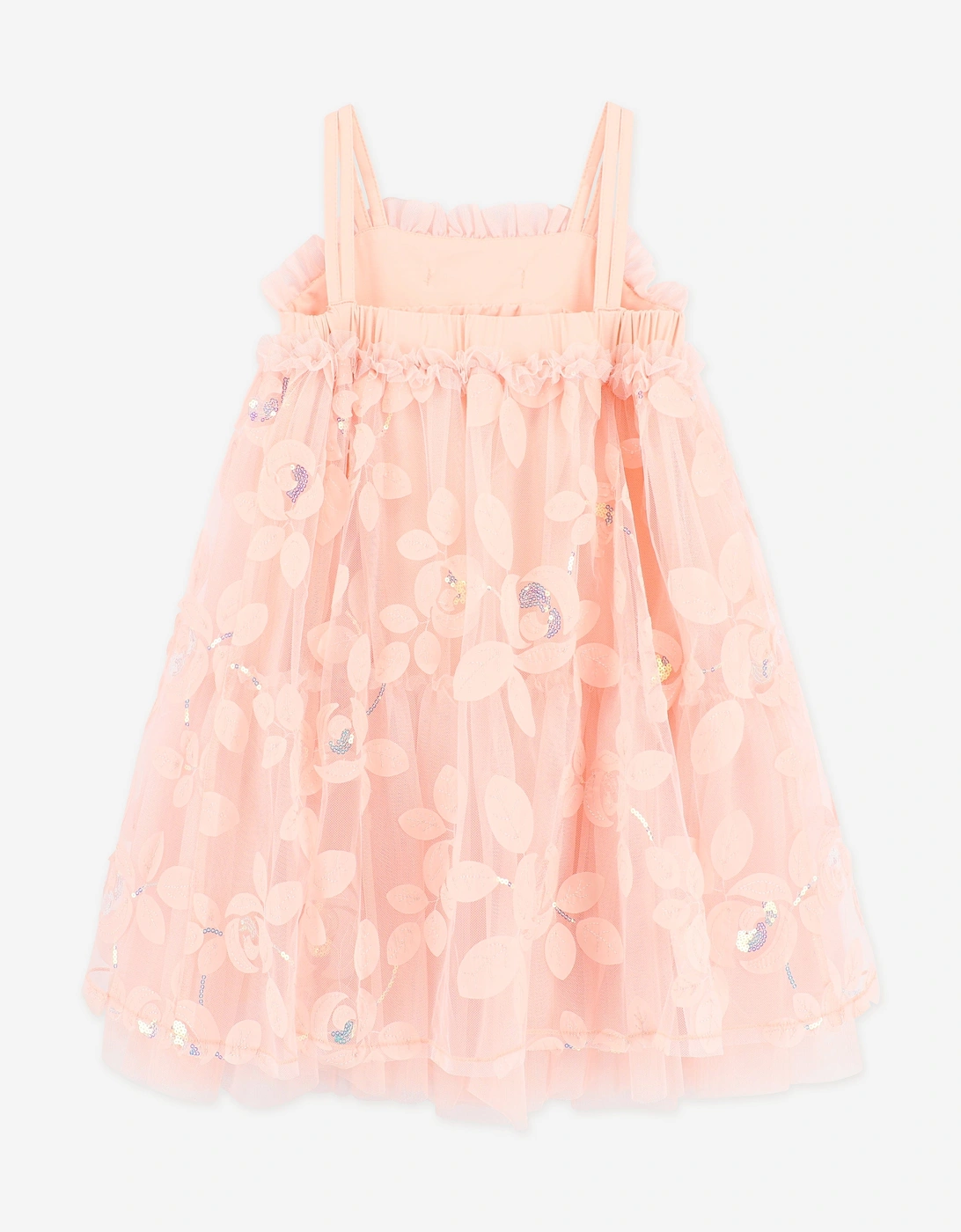 Angels Face Girls Lydia Embroidered 3D Bud Strappy Dress in Pink