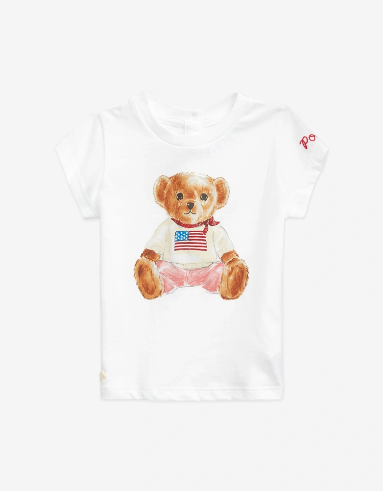 Baby Girls Bear T-Shirt in White