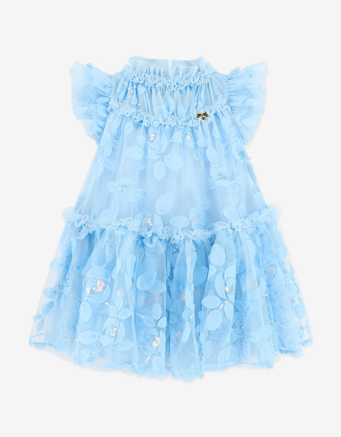 Angels Face Girls Marietta Embroidered 3D Bud Tulle Dress in Blue, 5 of 4
