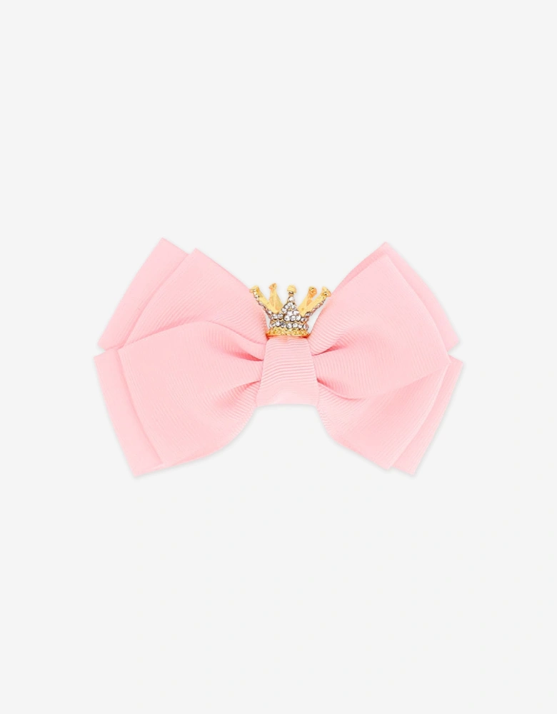 Angels Face Girls Big Bow with Crown in Pink
