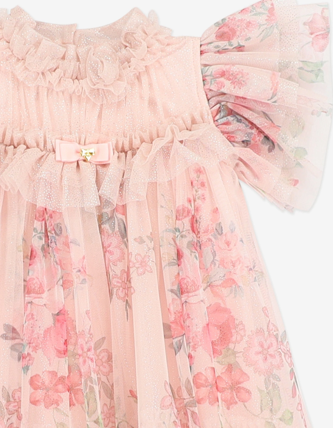 Angels Face Baby Girls Wendy Posy Print Tulle Dress in Pink