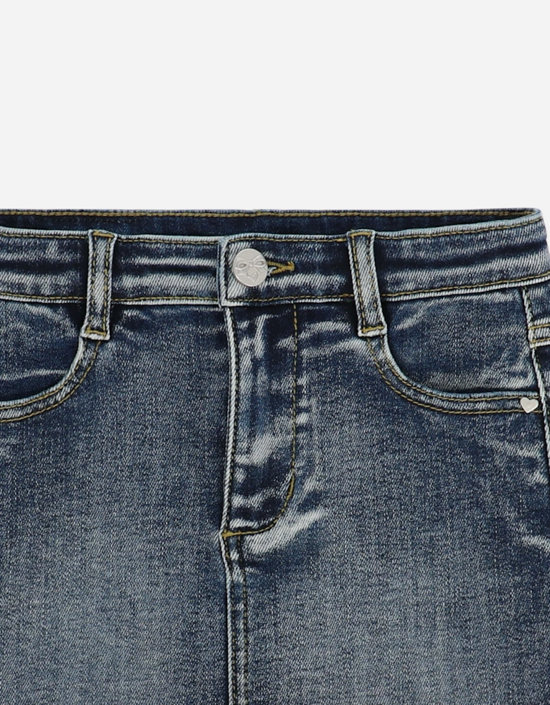 Angels Face Girls Gigi Tulle Trim Denim Skirt in Blue