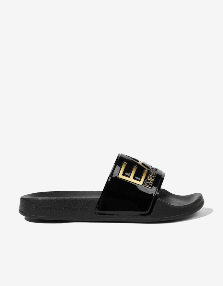 Emporio Armani Boys Logo Sliders in Black