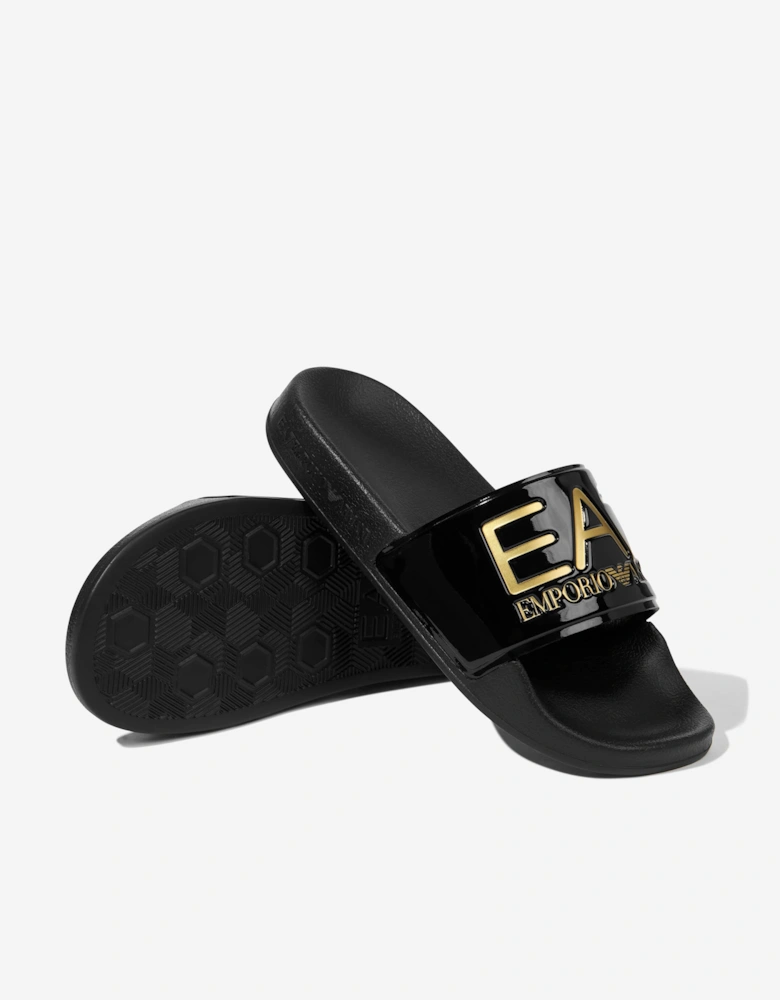 Emporio Armani Boys Logo Sliders in Black
