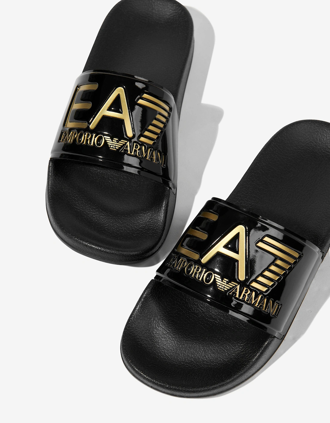 Emporio Armani Boys Logo Sliders in Black