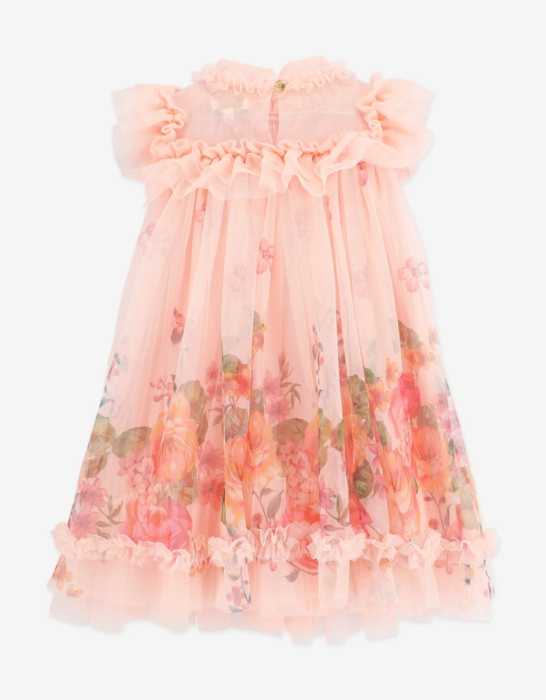 Angels Face Girls Dominique Roses Border Print Dress in Pink