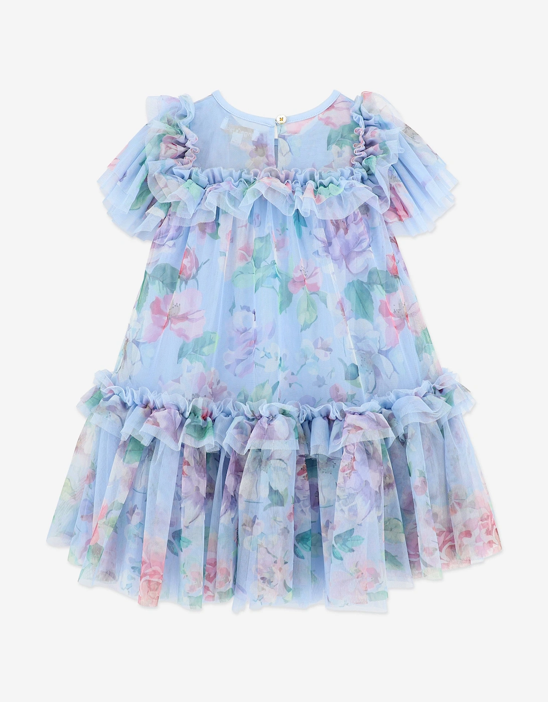Angels Face Girls Victoria Garden Flower Ruffle Dress in Blue
