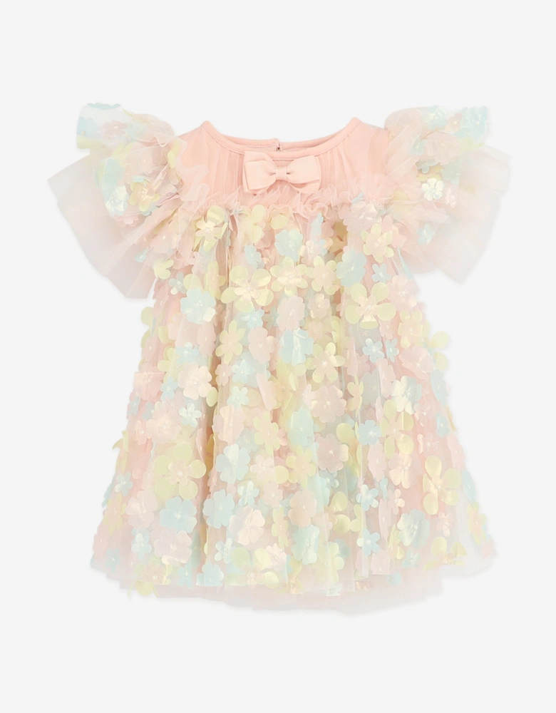 Angels Face Girls Marlowe 3D Multi Flower Tulle Dress in Pink