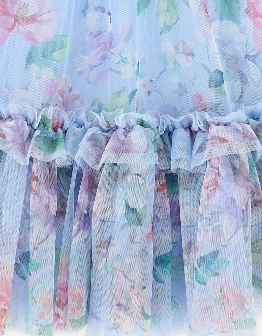 Angels Face Girls Victoria Garden Flower Ruffle Dress in Blue