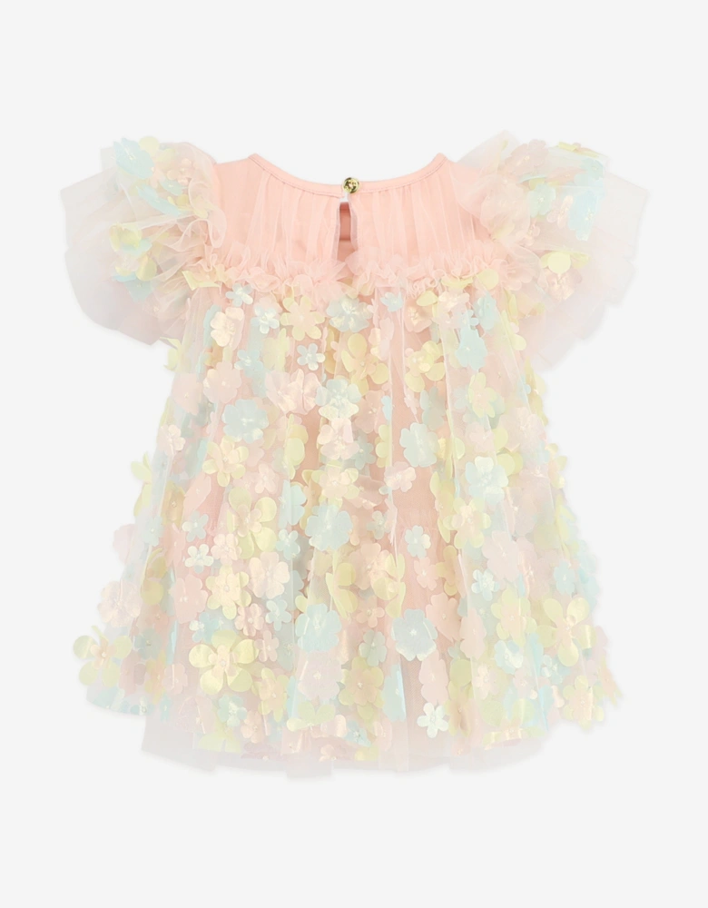 Angels Face Girls Marlowe 3D Multi Flower Tulle Dress in Pink