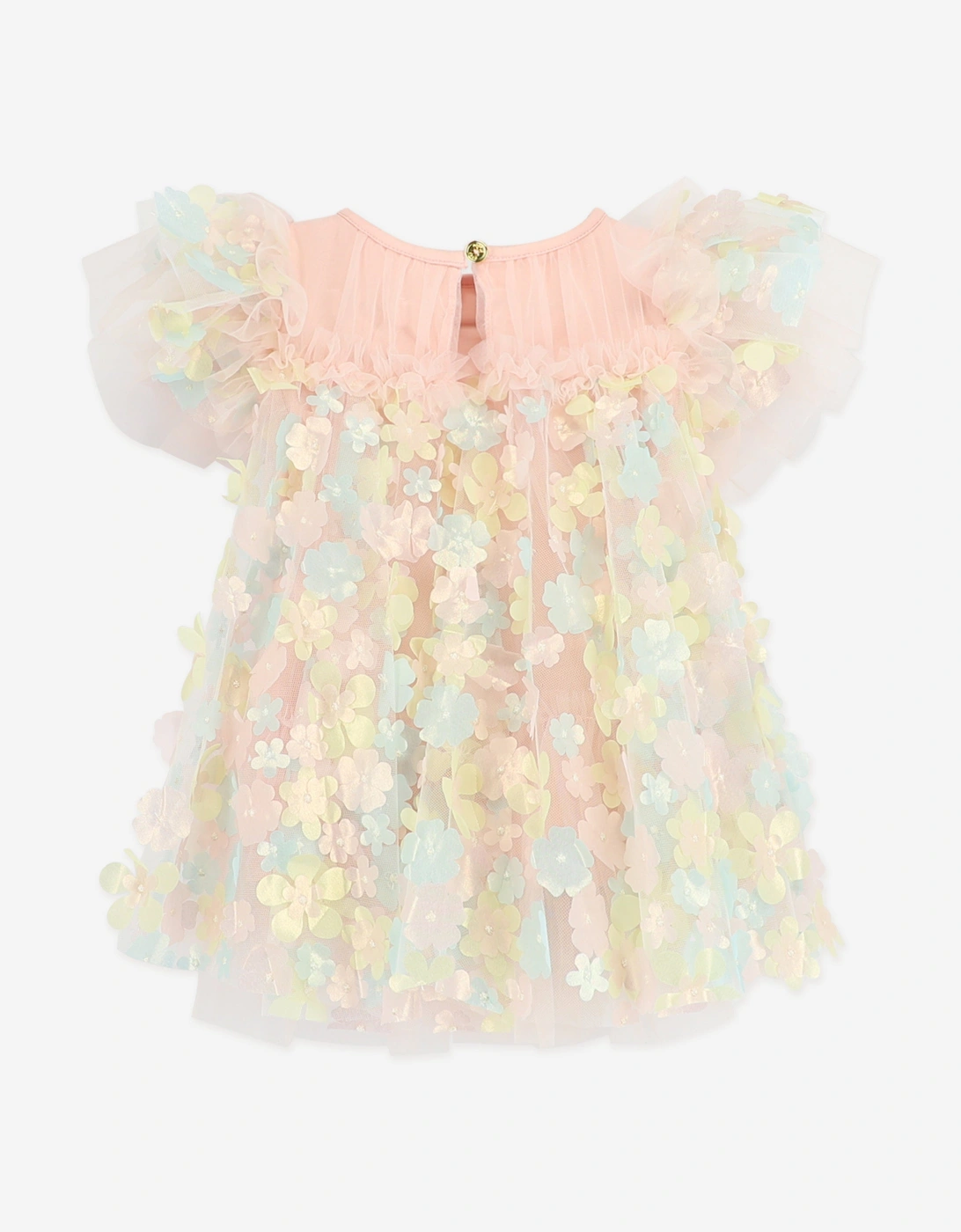 Angels Face Girls Marlowe 3D Multi Flower Tulle Dress in Pink