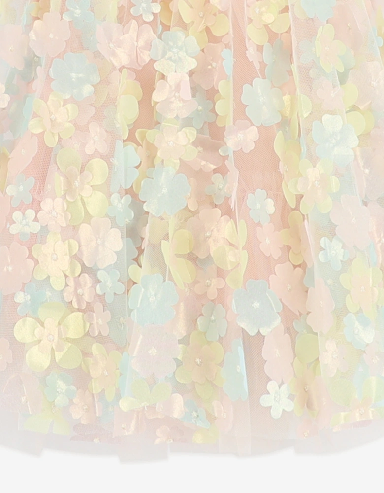 Angels Face Girls Marlowe 3D Multi Flower Tulle Dress in Pink