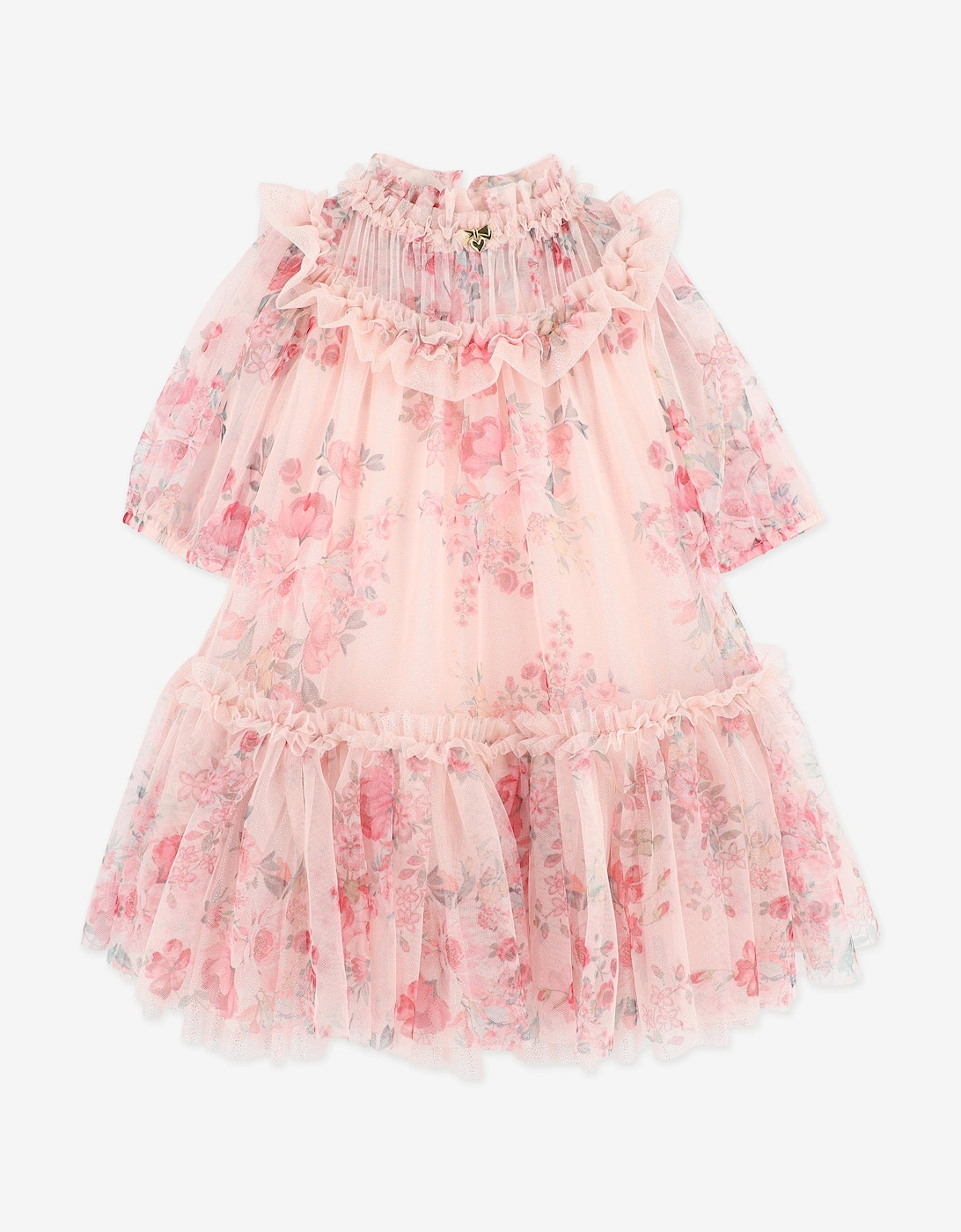 Angels Face Girls Myrtisa Posy Print Tulle Dress in Pink, 6 of 5