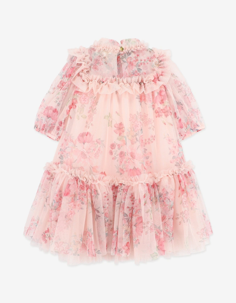 Angels Face Girls Myrtisa Posy Print Tulle Dress in Pink