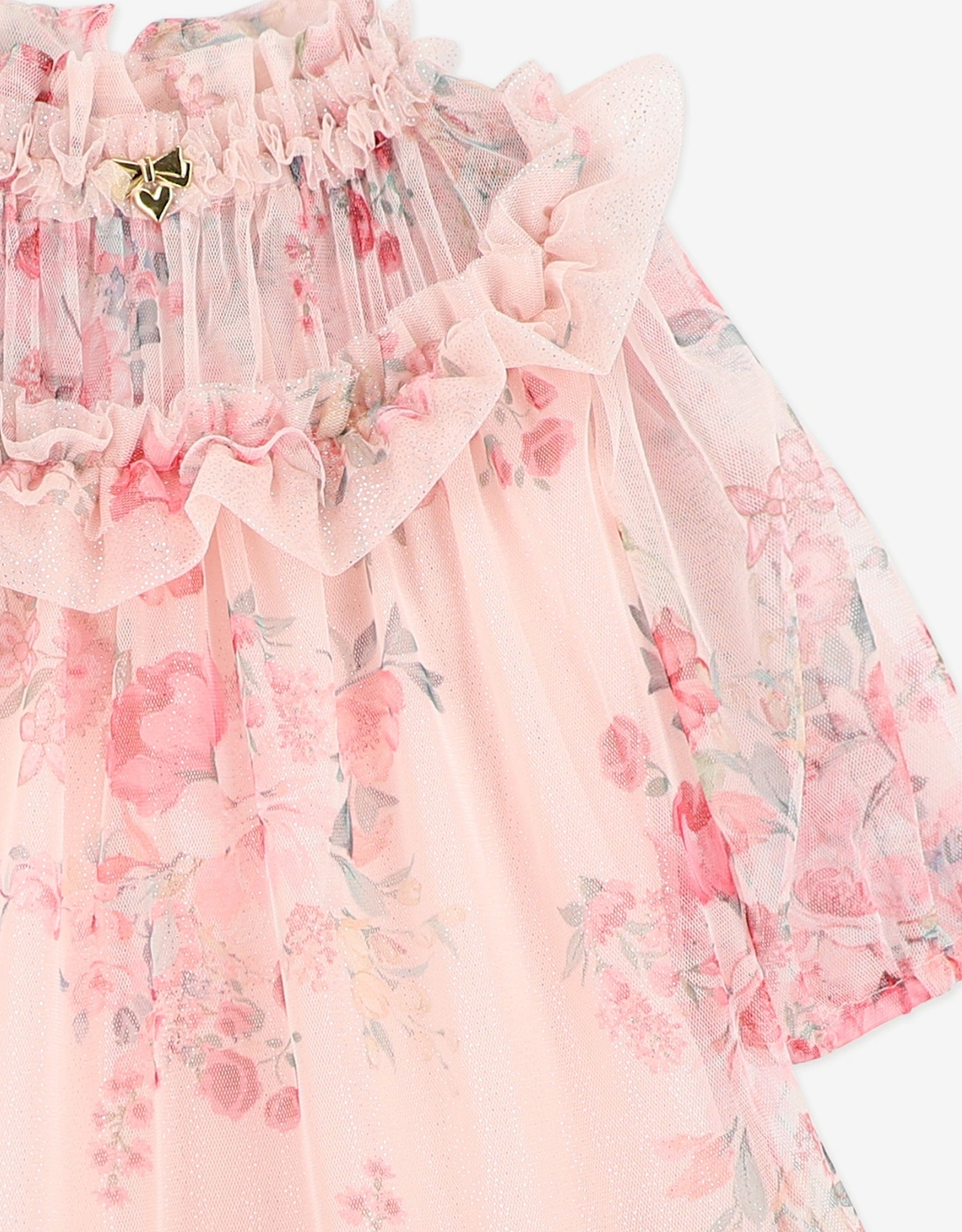 Angels Face Girls Myrtisa Posy Print Tulle Dress in Pink