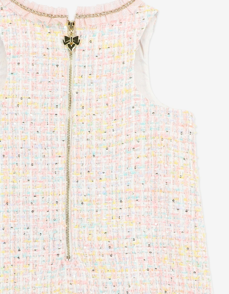 Angels Face Girls Wren Knitted Jacquard Dress in Pink