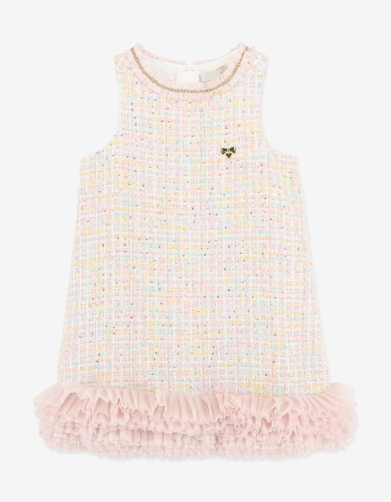 Angels Face Girls Wren Knitted Jacquard Dress in Pink
