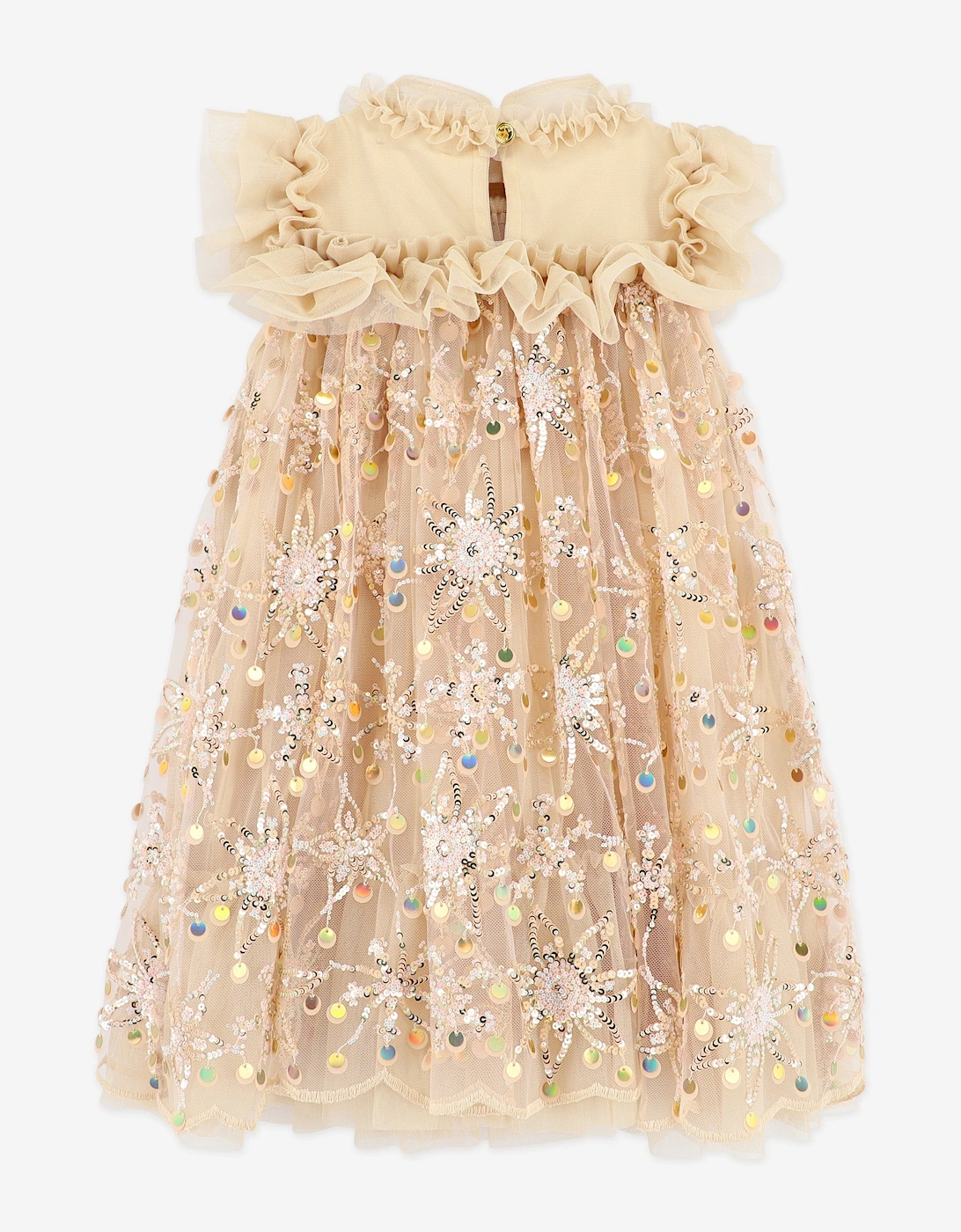 Angels Face Girls Dominique Flower Sequin Dress in Gold