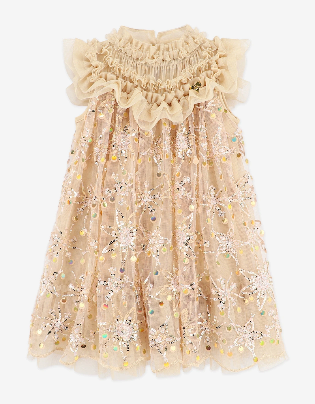 Angels Face Girls Dominique Flower Sequin Dress in Gold, 5 of 4
