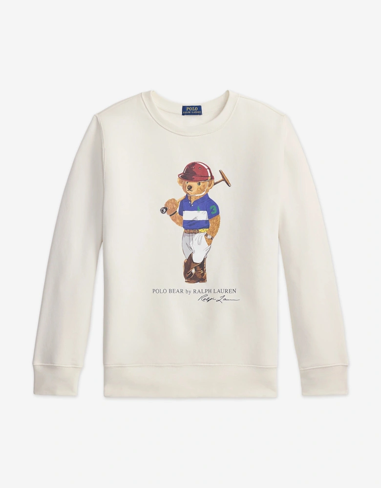 Boys Polo Bear Sweatshirt in White