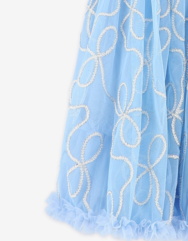 Angels Face Girls Isabella 3D Chain Tulle Dress in Blue