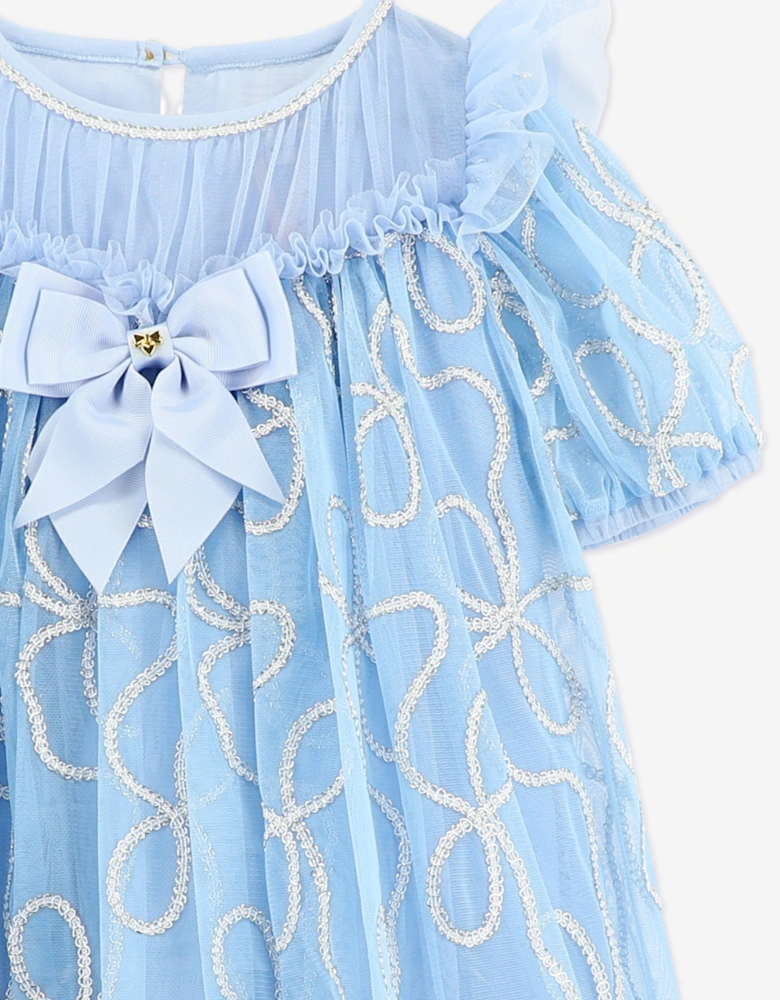 Angels Face Girls Isabella 3D Chain Tulle Dress in Blue