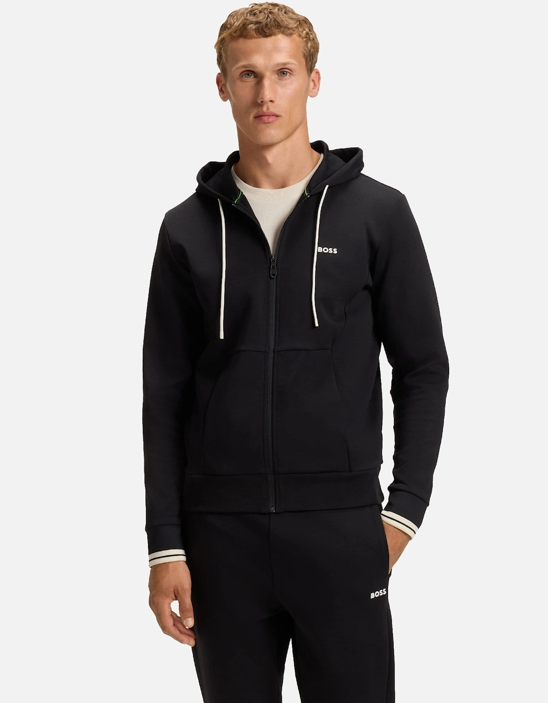 Zone Stripe Detail Zip Up Hoodie