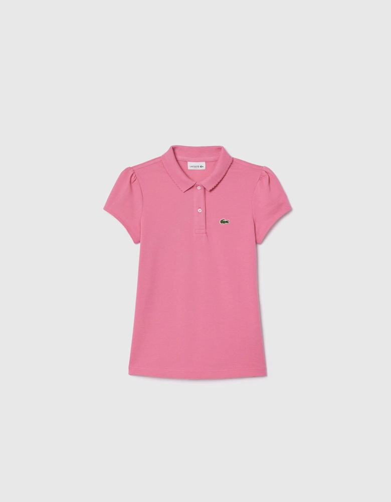 Juniors Scalloped Collar Mini Polo Shirt