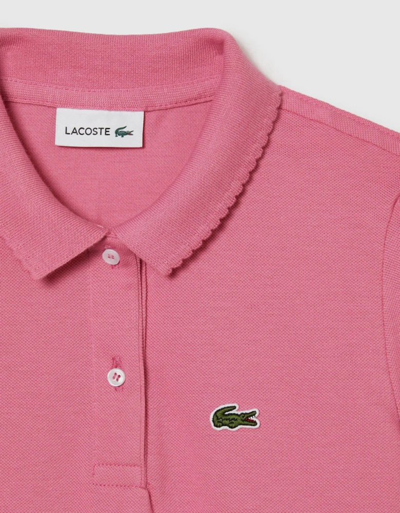 Juniors Scalloped Collar Mini Polo Shirt