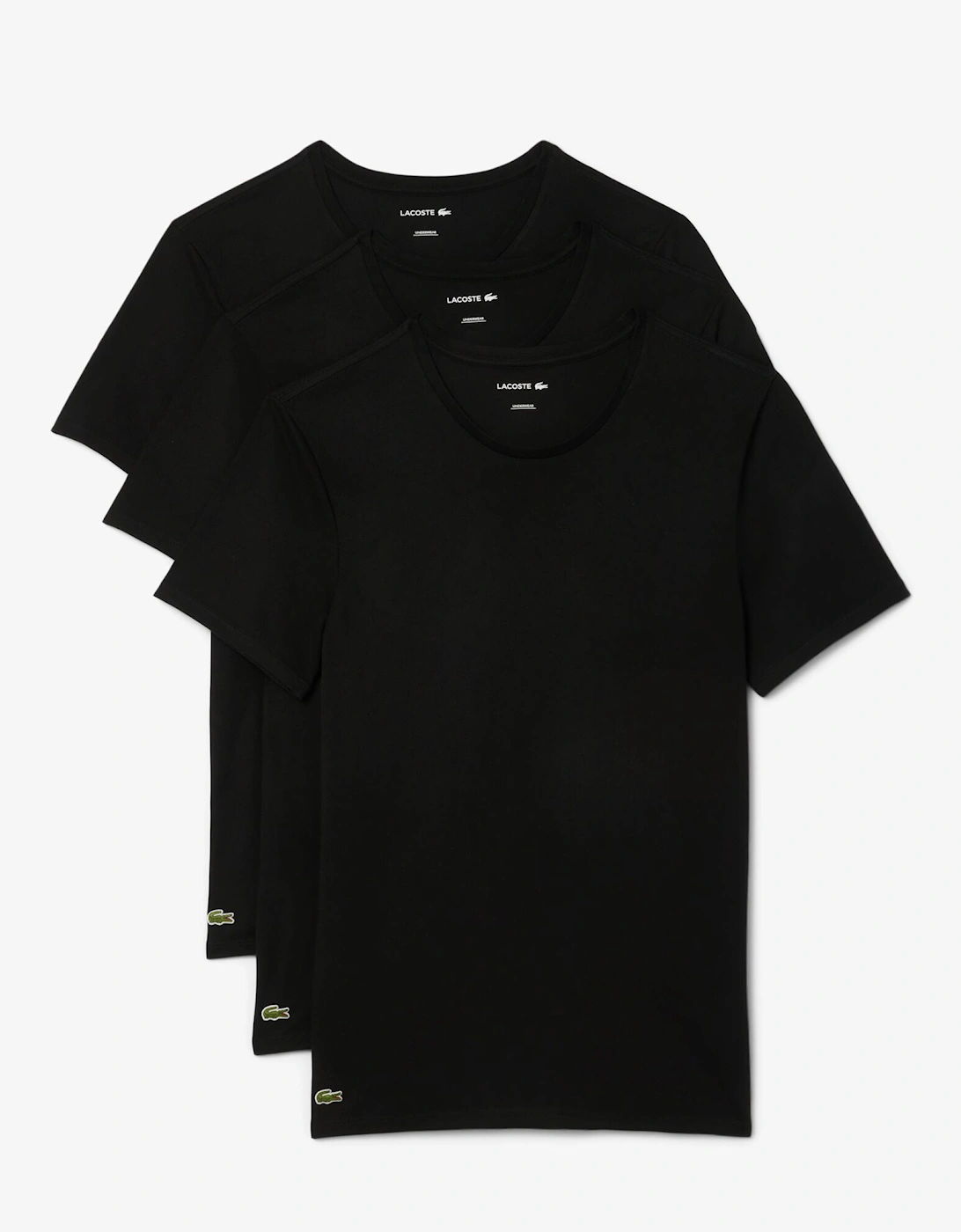 Men's Lacoste Mens 3-Pack Plain Mens T-Shirts - Black 031 - Size, 40