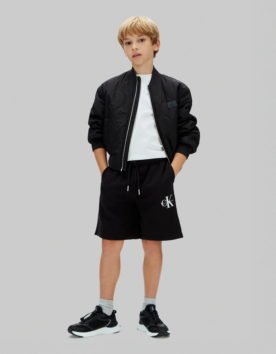 Kids Monogram Relaxed Shorts in Black