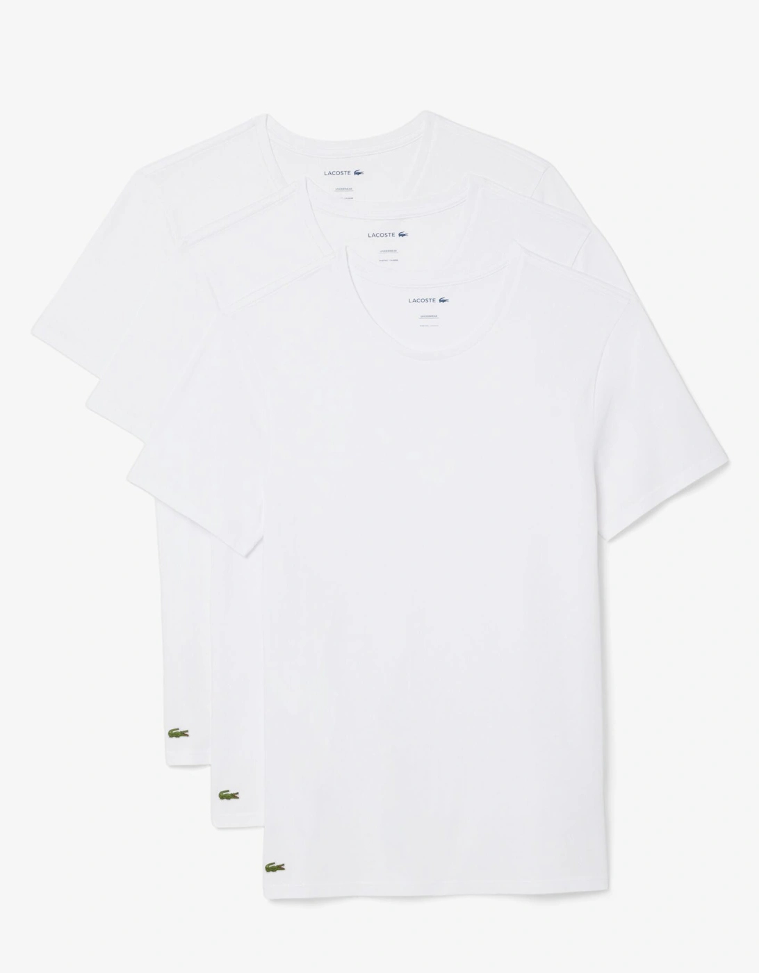 Men's Lacoste Mens 3-Pack Plain Mens T-Shirts - White 001 - Size, 40