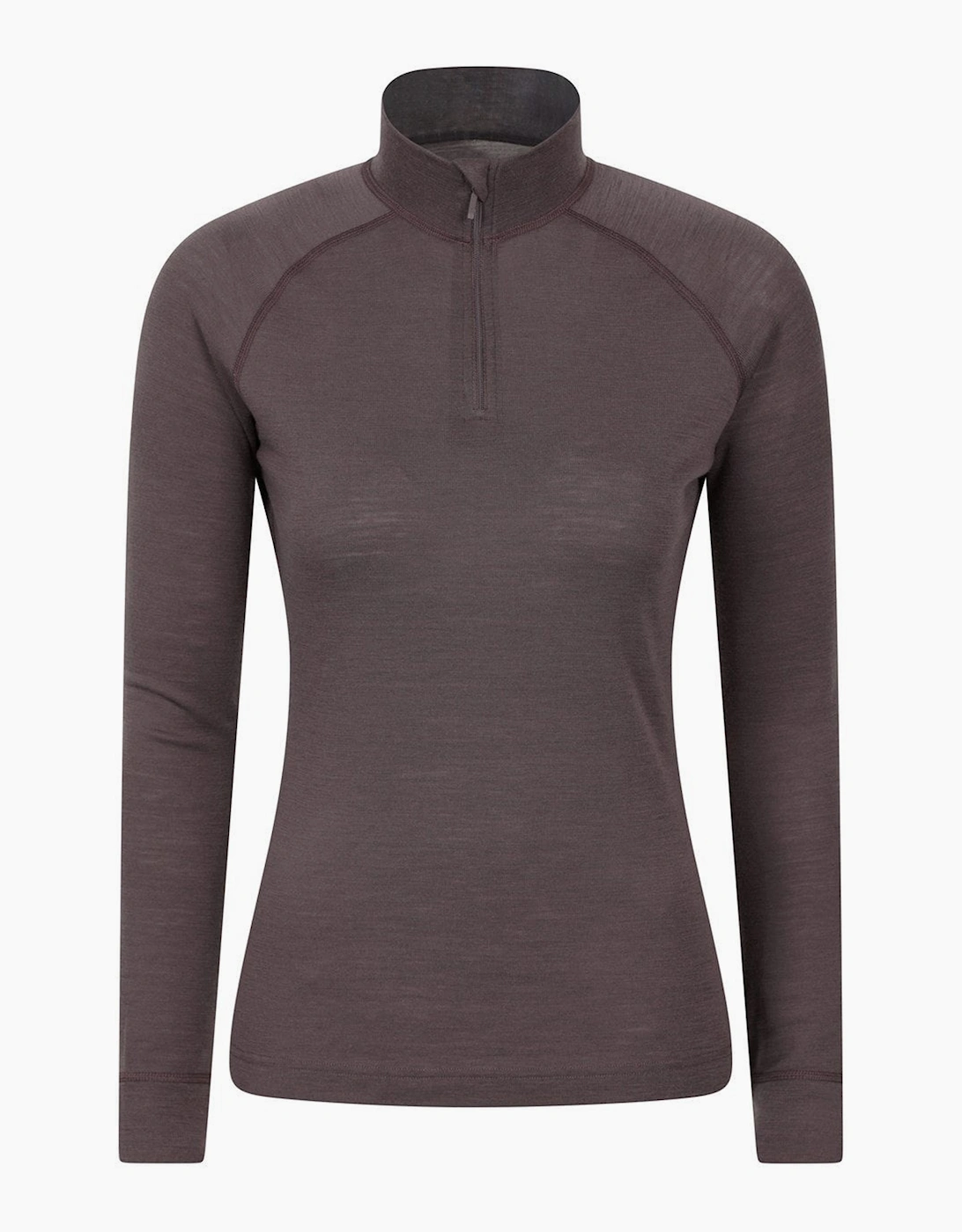 Mountain Warehouse Women's Brown / Merino Wool Zip Neck Thermal Top - Size: 22