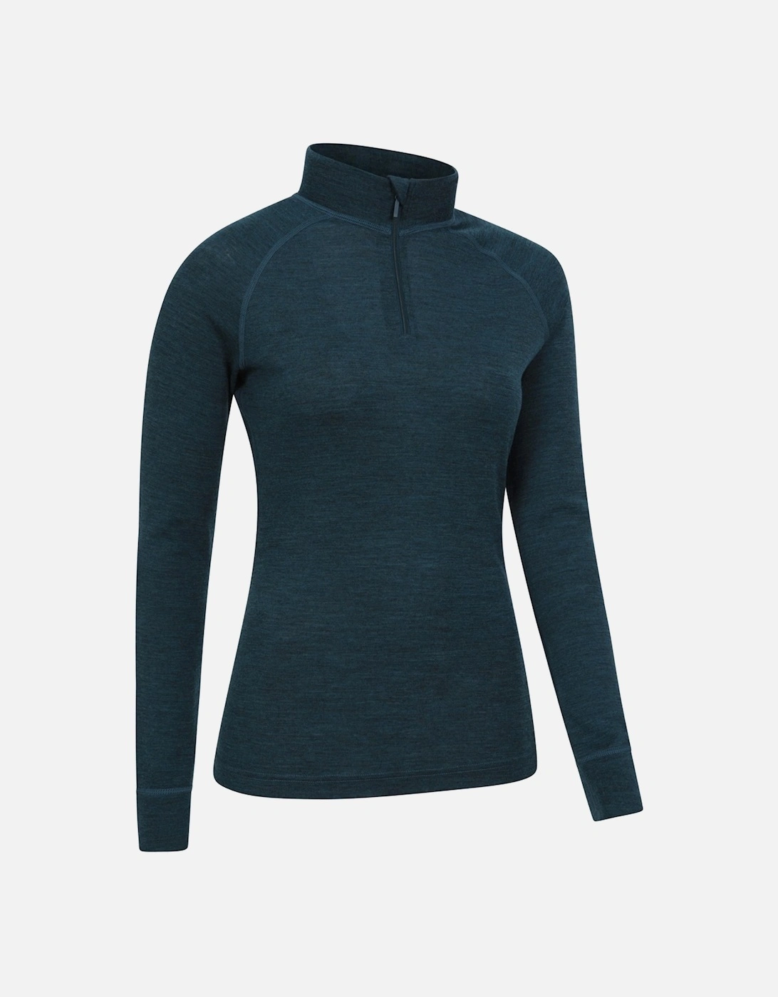 Womens/Ladies Merino Wool Zip Neck Thermal Top
