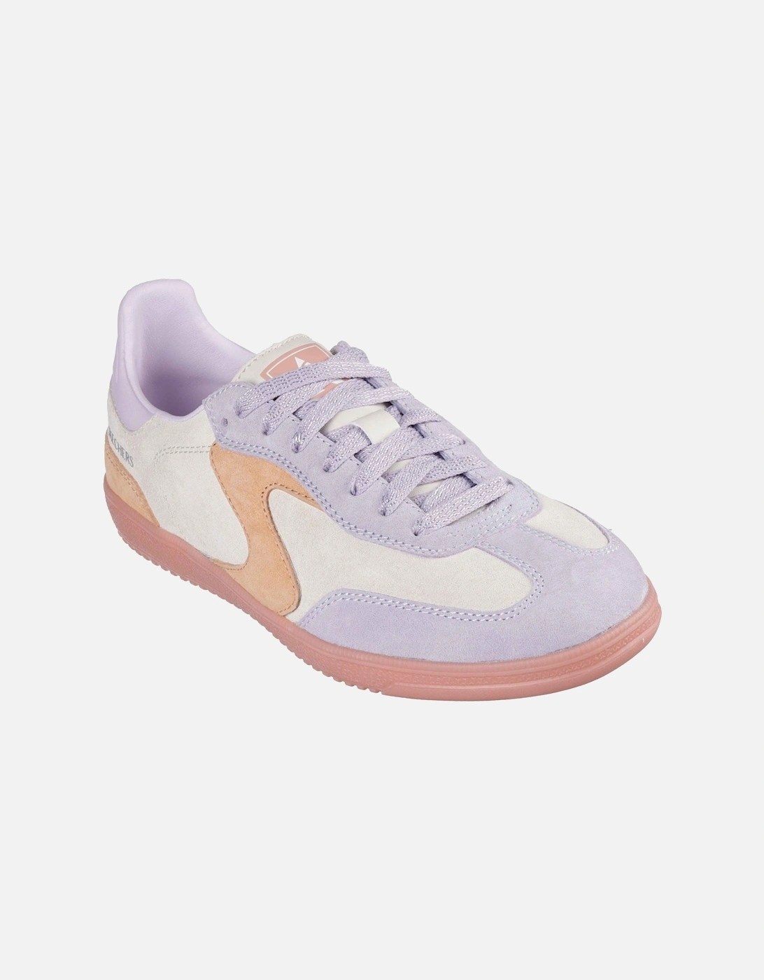 Skechers Women's Purple Hotshot For The Win Leather Natural/Multi Standard Trainers - Size 5