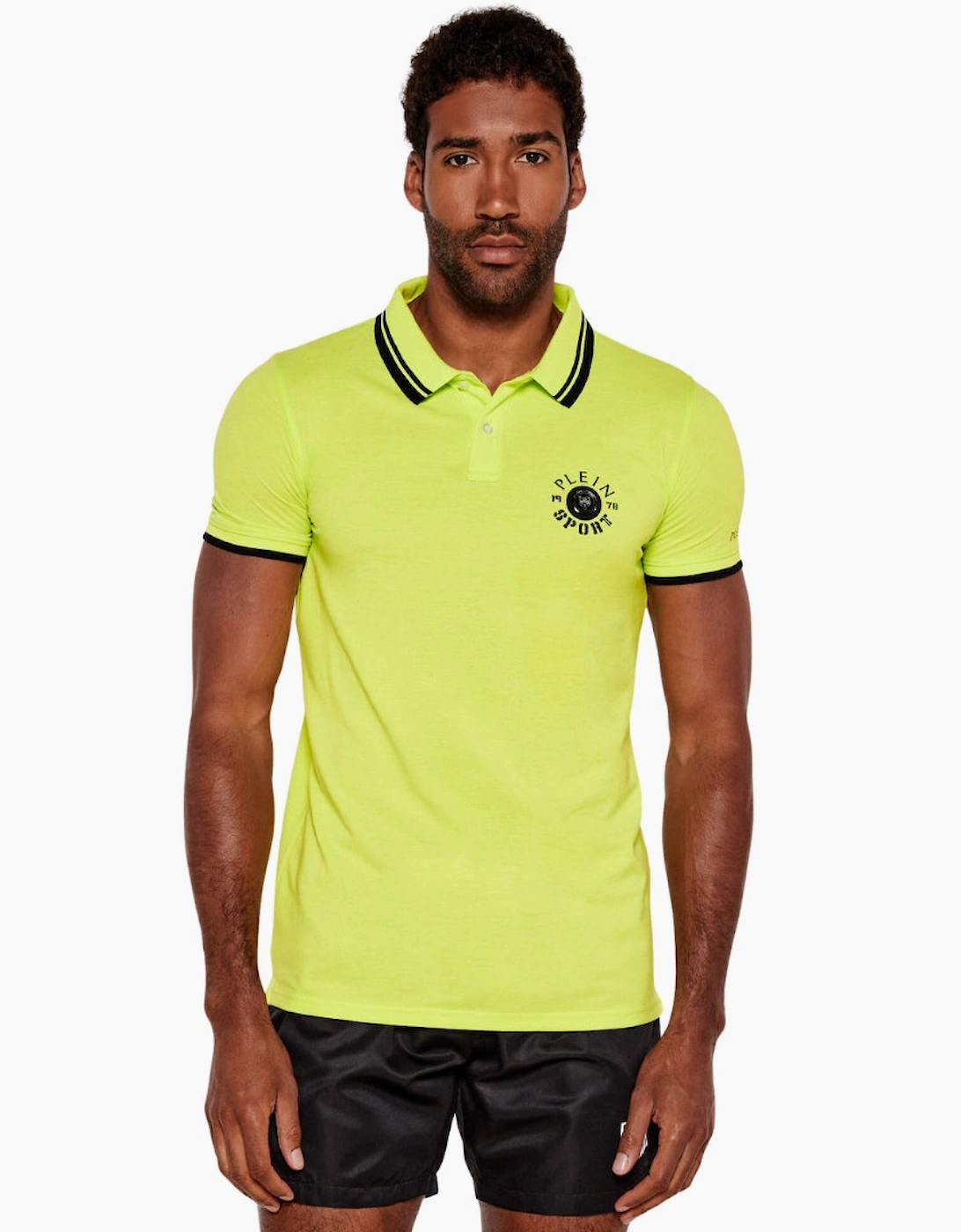 Philipp Plein Men's Green Plein Sport Logo On Back Lime Polo Shirt  38 M