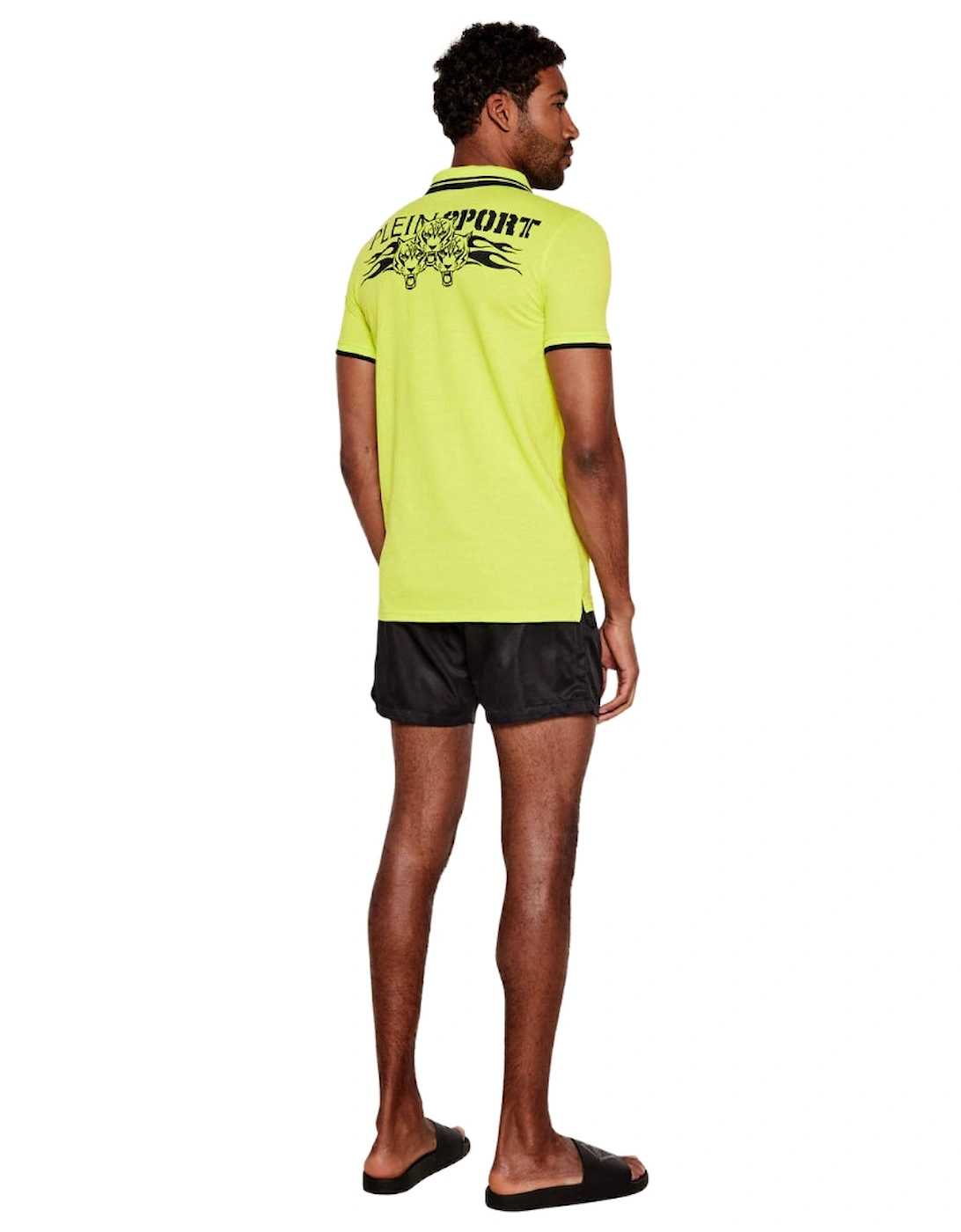 Plein Sport Large Logo On Back Lime Green Polo Shirt