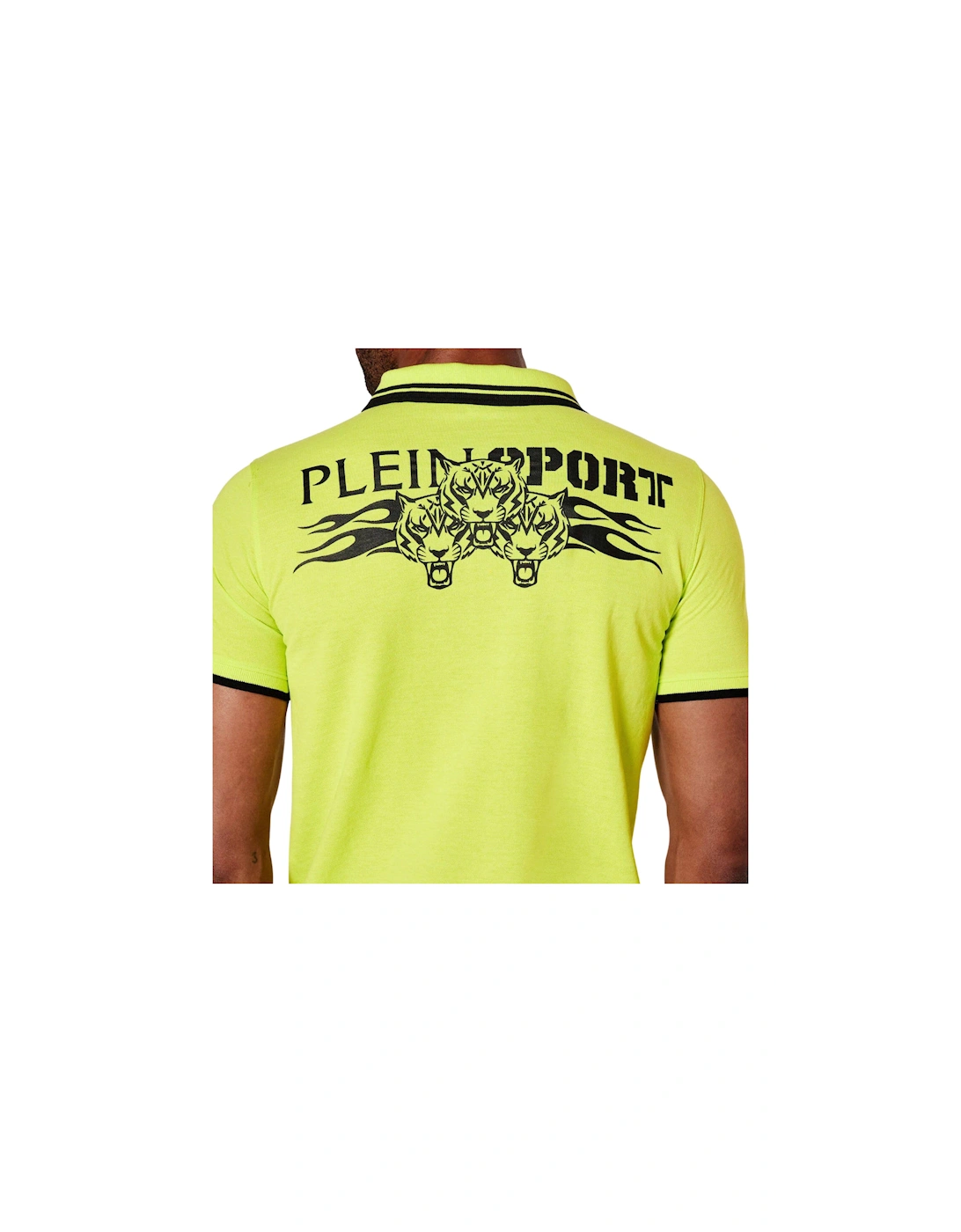 Plein Sport Large Logo On Back Lime Green Polo Shirt
