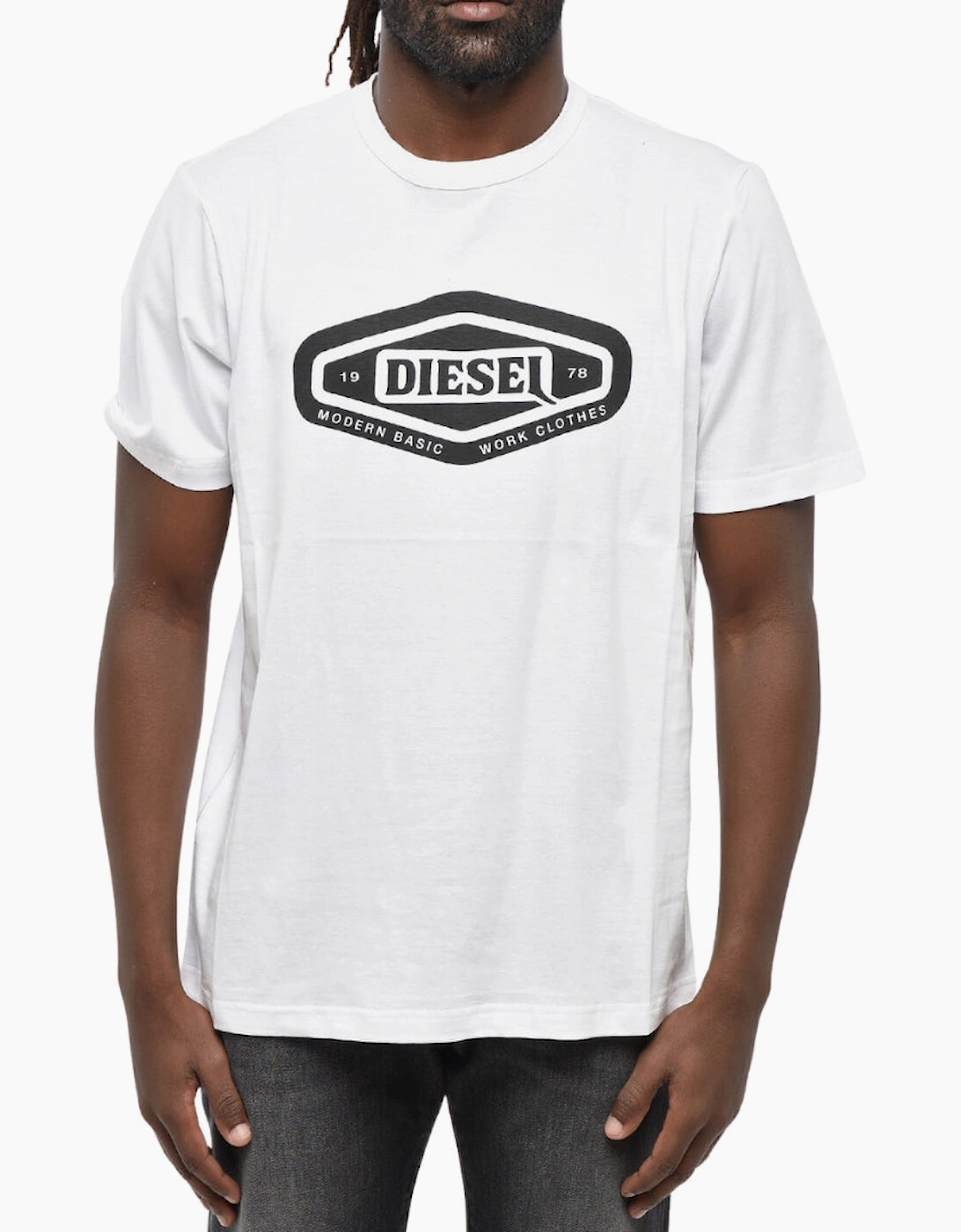 Diesel Men's White Modern Basic Logo T-Shirt  42 Xl