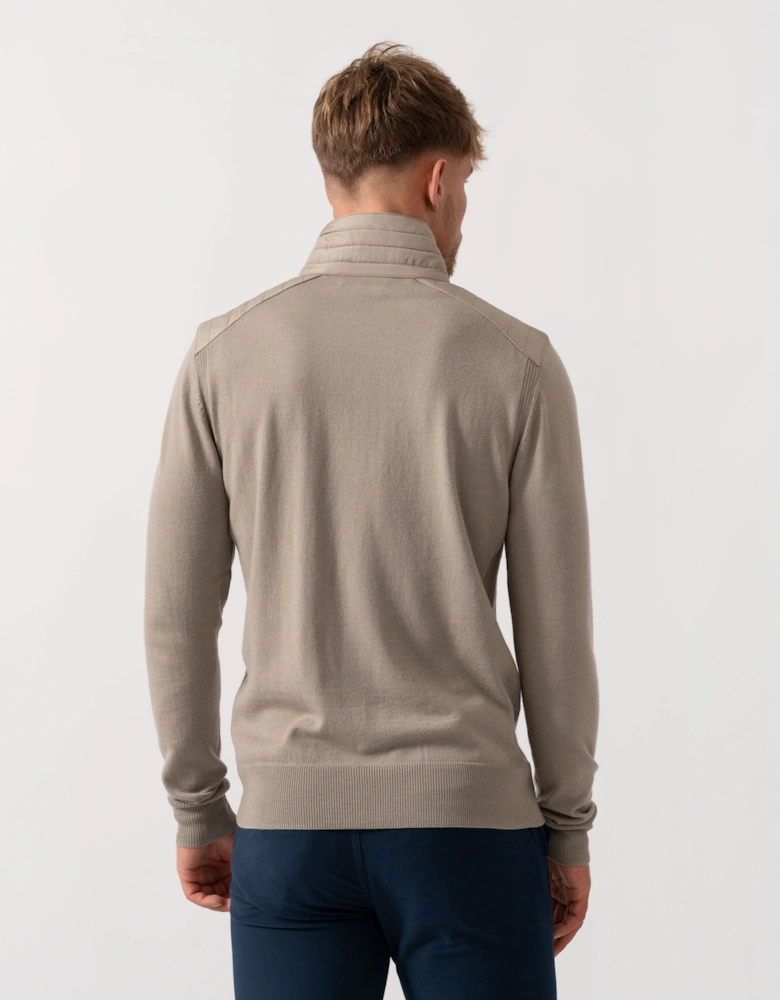 Kilmington Mens Merino Wool Quarter Zip Jumper - Dark Sand