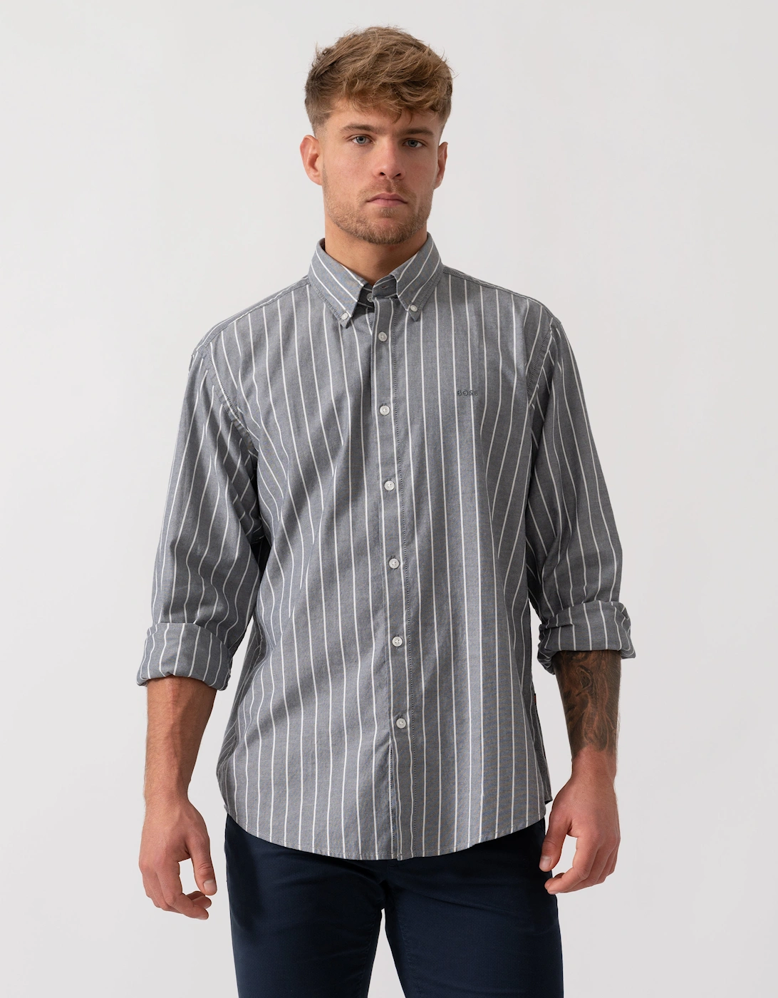Hugo Boss Men's Navy Boss Orange Ricoplus Shirt - Dark Blue 404  38/Regular M