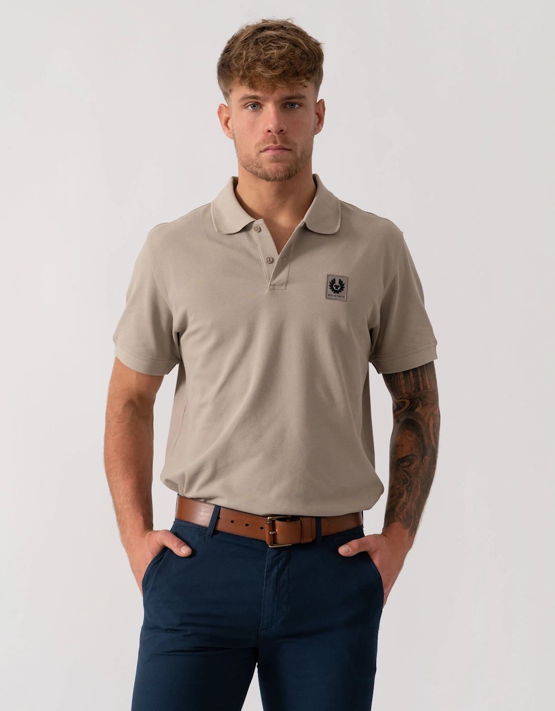Short Sleeved Mens Polo - Dark Sand, 5 of 4