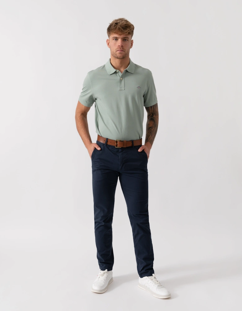 Slim Fit Short Sleeve Shield Logo Pique Polo - 10 Ceramic Grey
