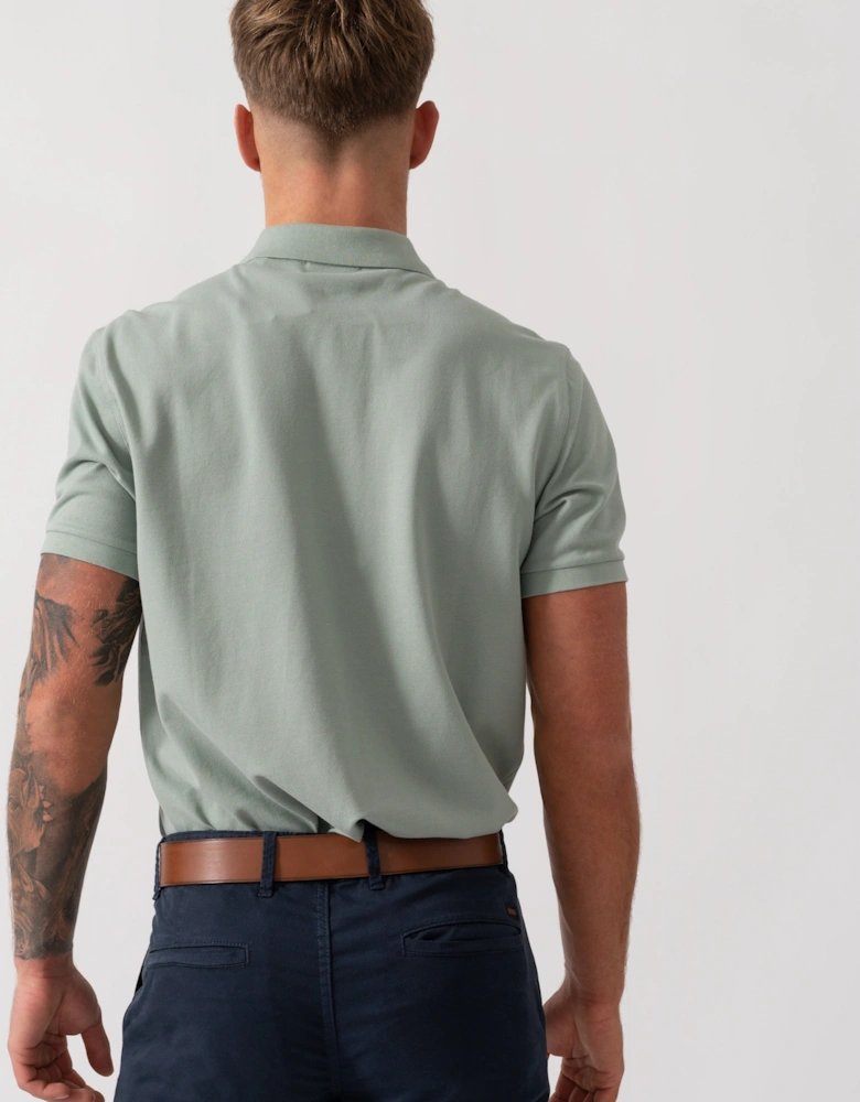 Slim Fit Short Sleeve Shield Logo Pique Polo - 10 Ceramic Grey