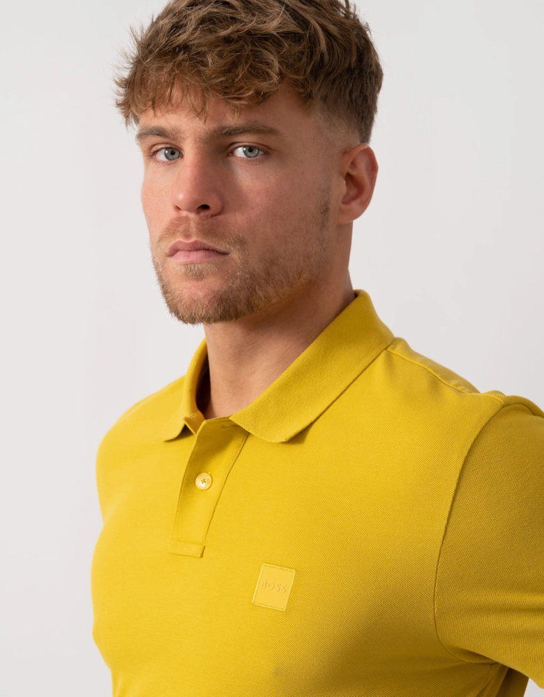 BOSS Orange Passenger Mens Stretch-Cotton Slim-Fit Polo Shirt with Logo Patch - Medium Yellow 721