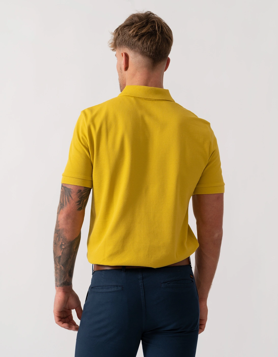 BOSS Orange Passenger Mens Stretch-Cotton Slim-Fit Polo Shirt with Logo Patch - Medium Yellow 721
