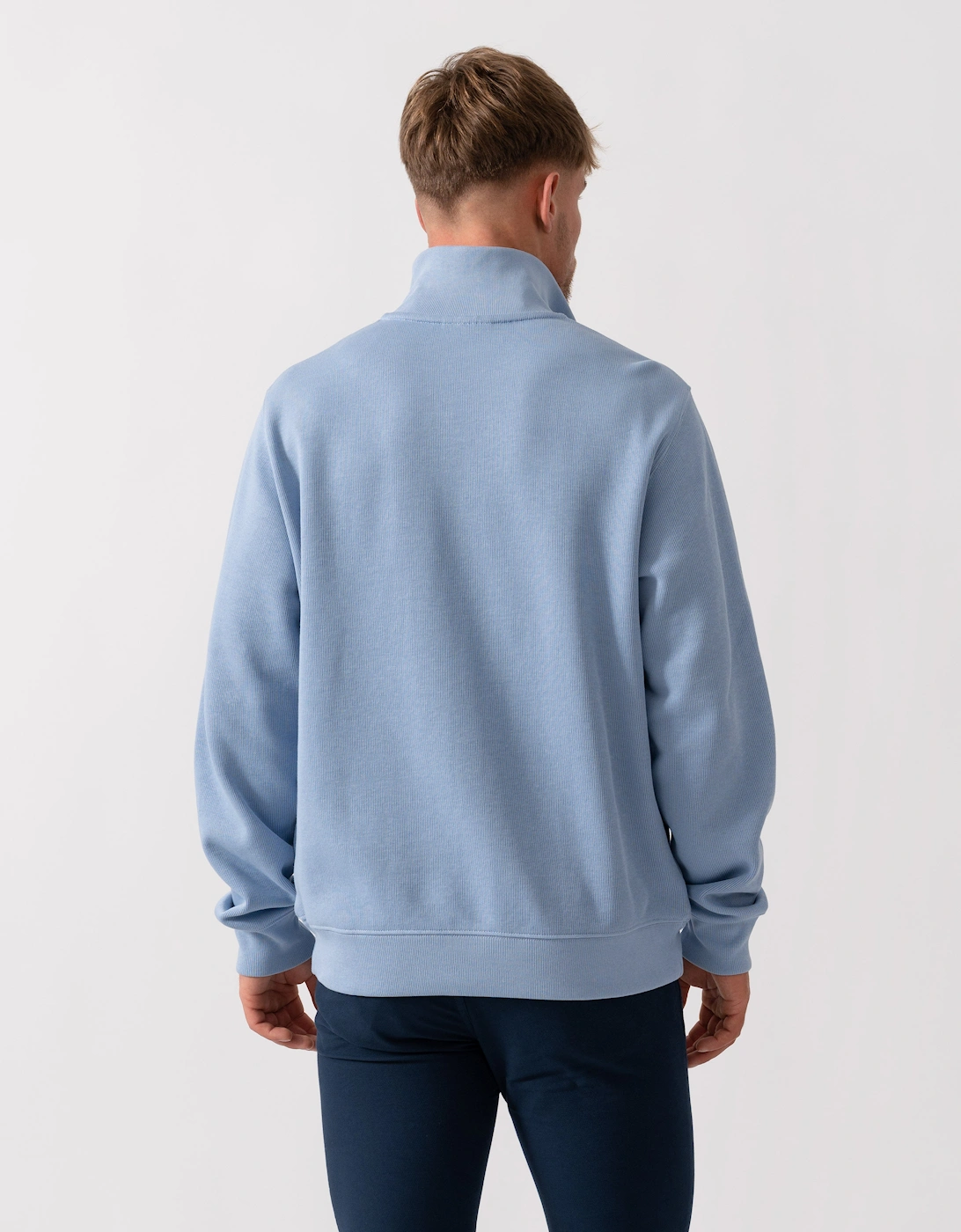 Zippered Stand-Up Collar Cotton Sweatshirt - Aphylla AEY