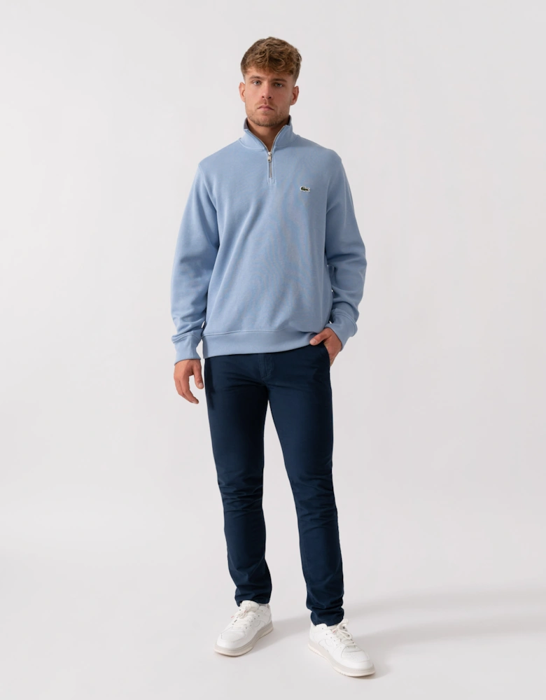 Zippered Stand-Up Collar Cotton Sweatshirt - Aphylla AEY